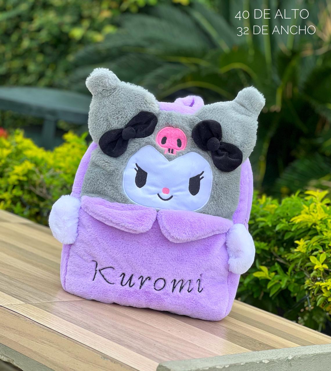 BOLSO KUROMI LILA GRIS PELUCHE