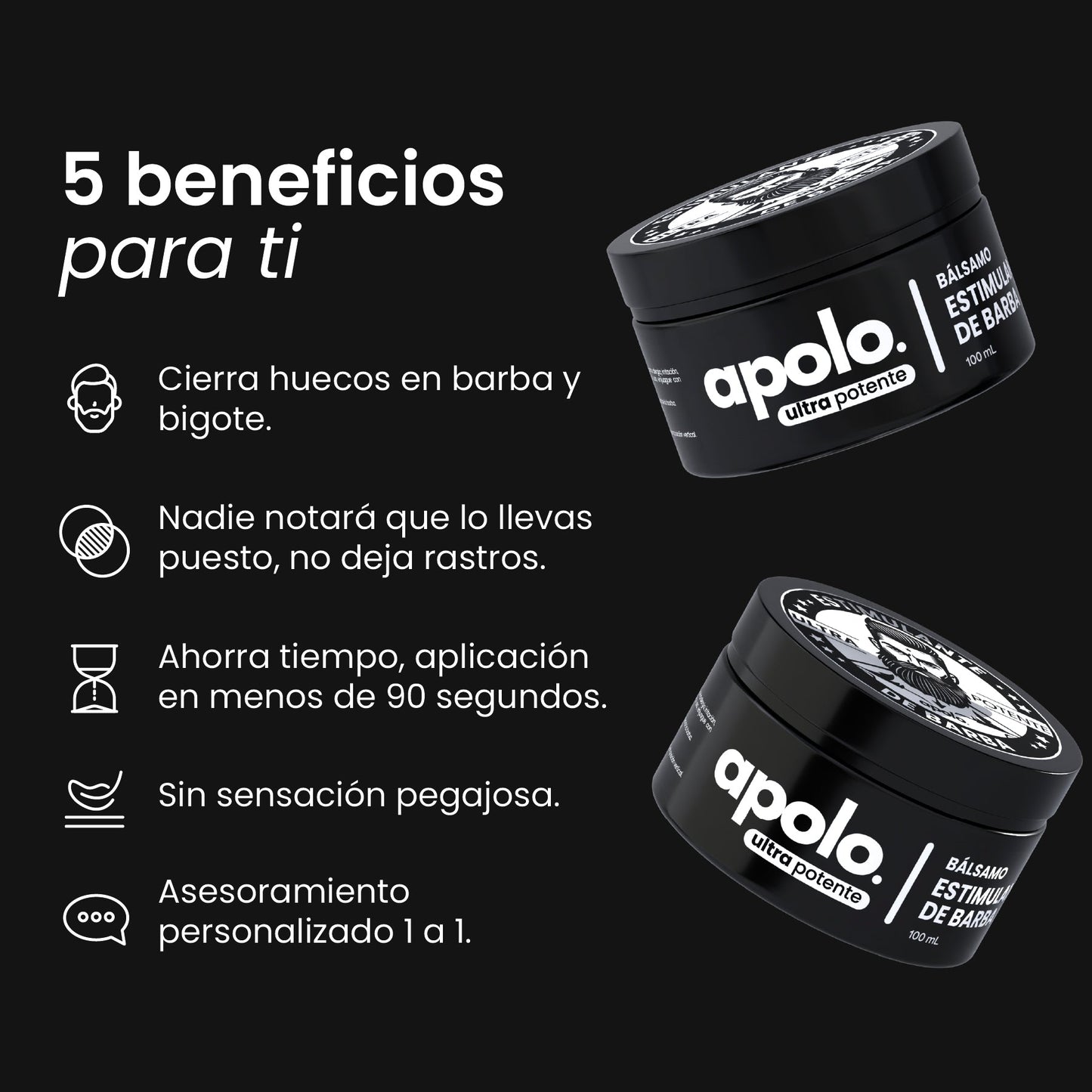 LLEVA 2X POR SUPER PRECIO Bálsamo para Crecimiento de Barba Ultra Potente con Minoxidil 20% | 100mL
