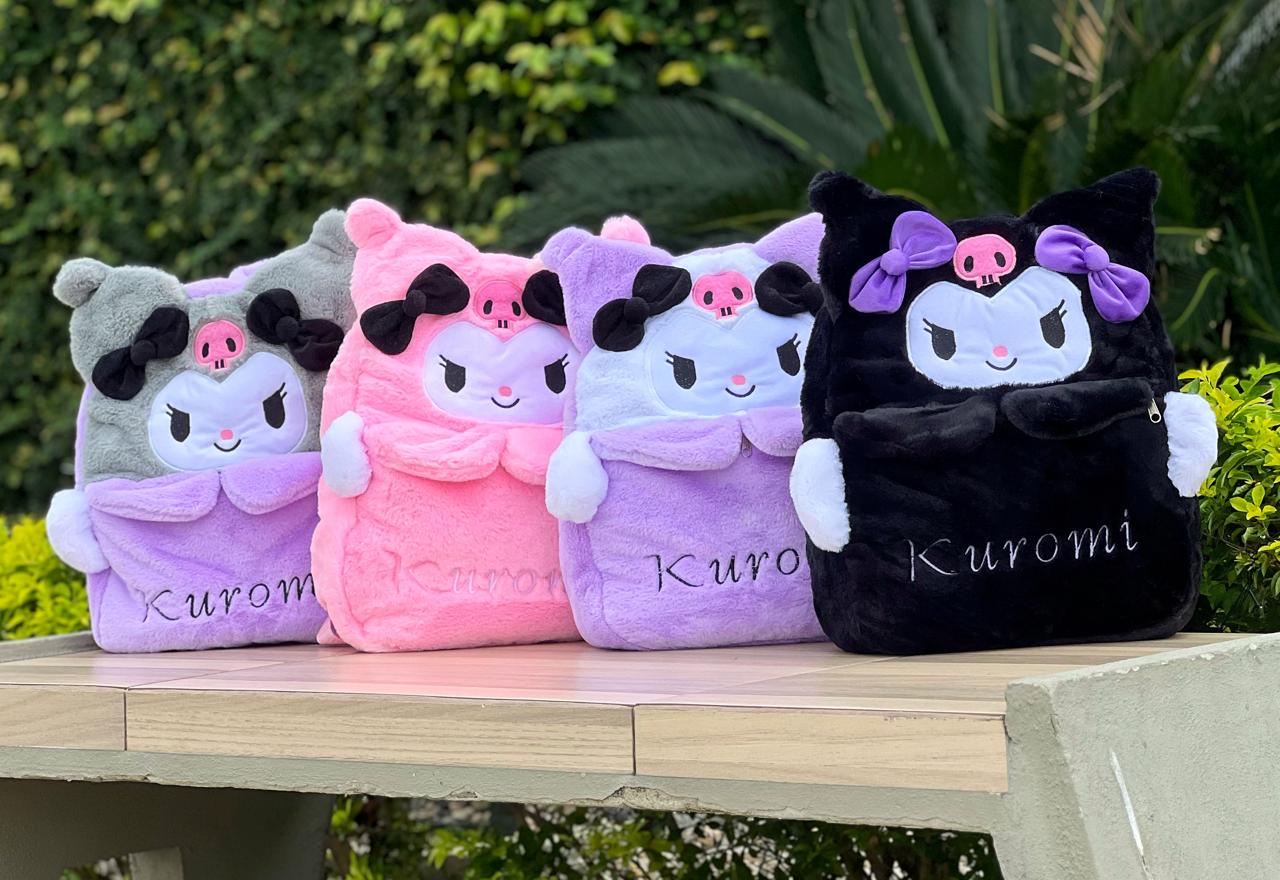 BOLSO KUROMI LILA GRIS PELUCHE