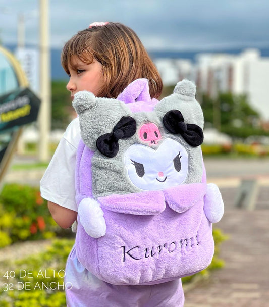 BOLSO KUROMI LILA GRIS PELUCHE