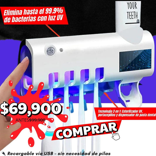 Esterilizador de Cepillo UV + Dispensador Exclusive® 3 en 1